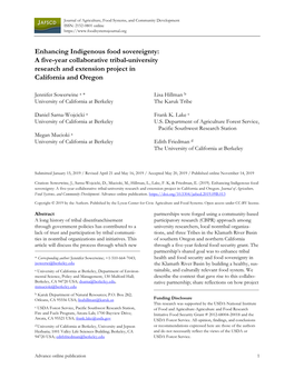 Enhancing Food Sovereignty: a Five-Year Collaborative Tribal