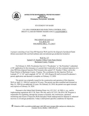 Pocahontas Gas, LLC Statement of Basis
