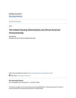 The Federal Housing Administration and African-American Homeownership