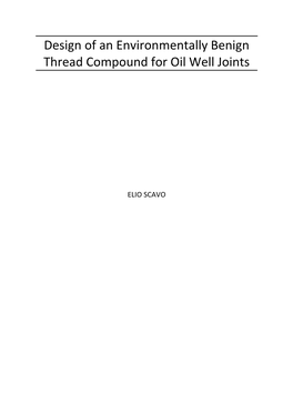 Design of an Environmentally Benign Thread Compound for Oil Well Joints