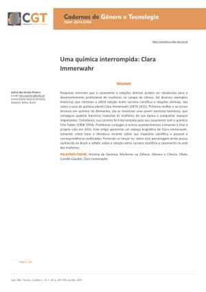 Uma Química Interrompida: Clara Immerwahr
