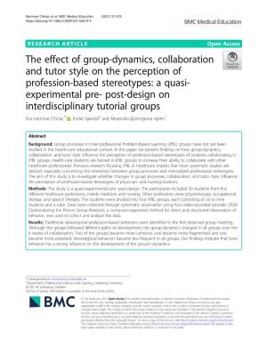 The Effect of Group-Dynamics, Collaboration and Tutor Style on The
