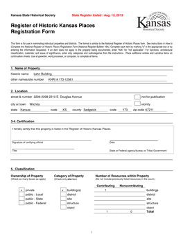 Register of Historic Kansas Places Registration Form