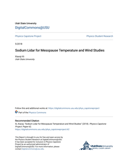 Sodium Lidar for Mesopause Temperature and Wind Studies