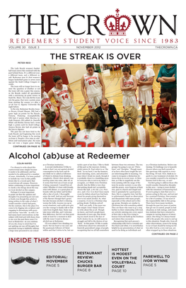 Alcohol (Ab)Use at Redeemer the STREAK IS OVER