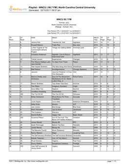 Playlist - WNCU ( 90.7 FM ) North Carolina Central University Generated : 02/10/2011 09:57 Am