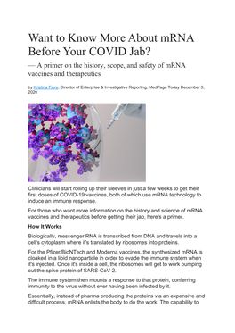 Want to Know More About Mrna Before Your COVID Jab?
