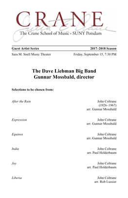 The Dave Liebman Big Band 9 15 17