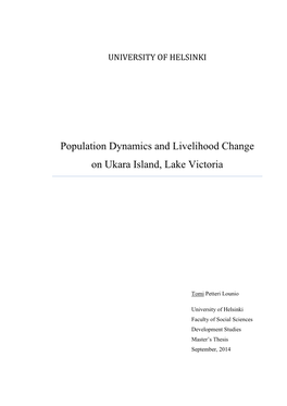 Population Dynamics and Livelihood Change on Ukara Island, Lake Victoria