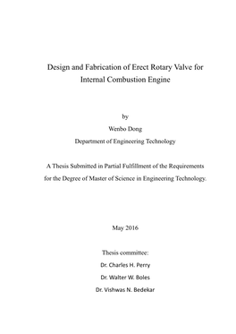Design and Fabrication of Erect Rotary Valve for Internal Combustion Engine