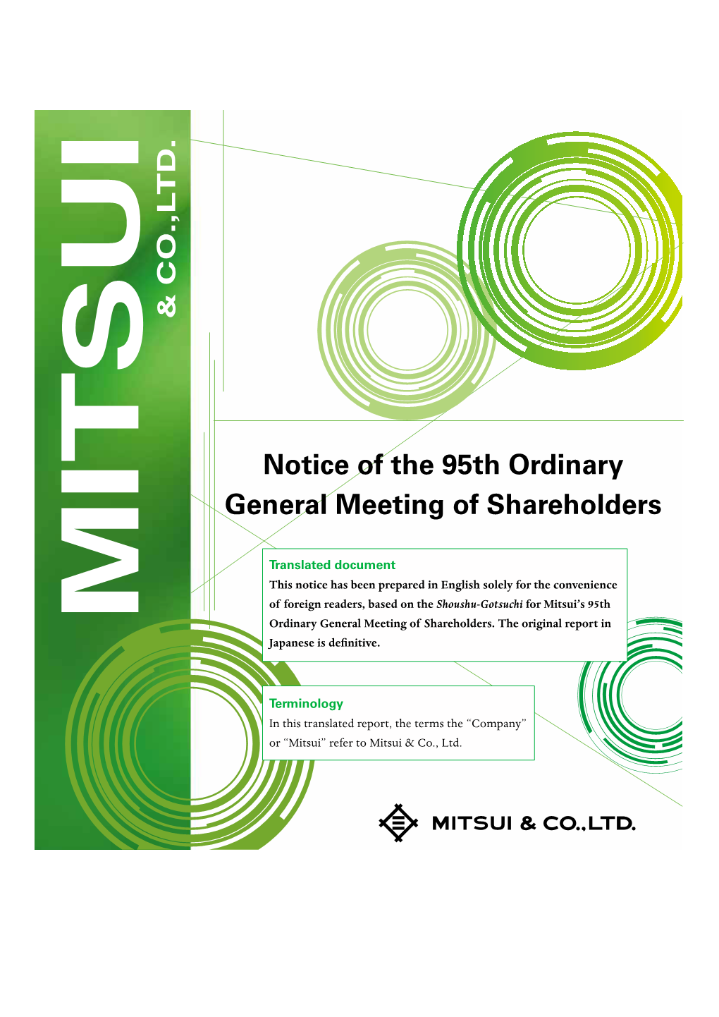 Notice of the 95Th Ordinary General Meeting of Shareholders