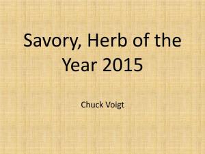 Savory, Herb of the Year 2015