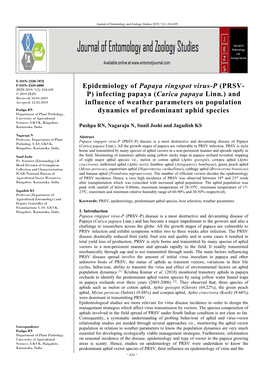 Epidemiology of Papaya Ringspot Virus-P