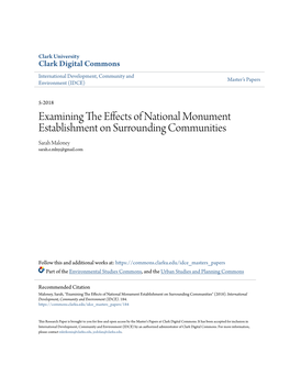 Examining the Effects of National Monument Establishment on Surrounding Communities" (2018)