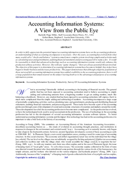 Accounting Information Systems: a View from the Public Eye Rachelle Paige Miller, Staff Associate, Henry Peters, P.C., USA Esther Bunn, Stephen F