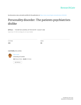 The Patients Psychiatrists Dislike