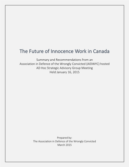 The Future of Innocence Work in Canada