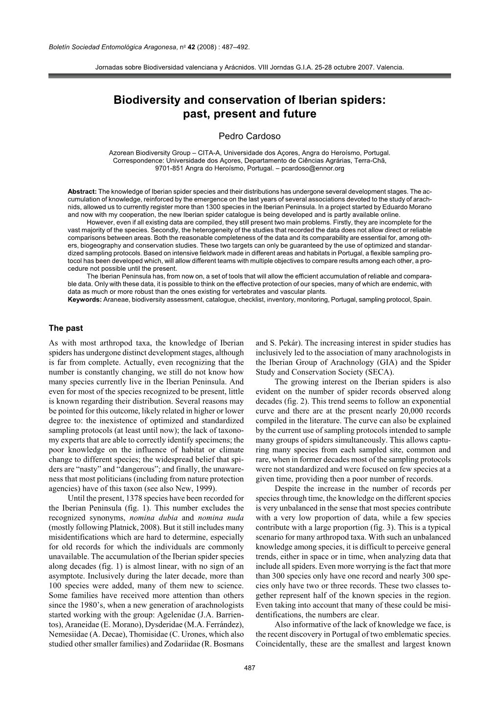 Biodiversity and Conservation of Iberian Spiders: Past, Present and Future