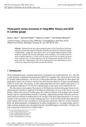 Three-Point Vertex Functions in Yang-Mills Theory and QCD in Landau Gauge