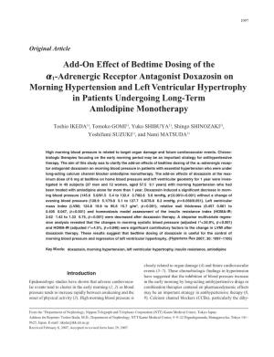 Add-On Effect of Bedtime Dosing of the Α1-Adrenergic Receptor