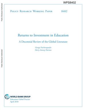Returns to Investment in Education