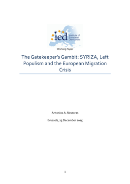 SYRIZA, Left Populism and the European Migration Crisis