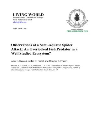 Observations of a Semi-Aquatic Spider Attack: an Overlooked Fish Predator in A