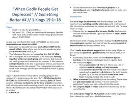 When Godly People Get Depressed, 1 Kings 19 1-18