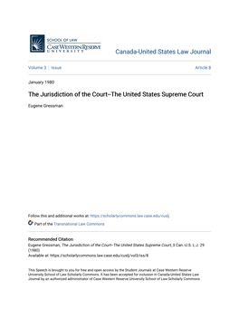 The Jurisdiction of the Court--The United States Supreme Court