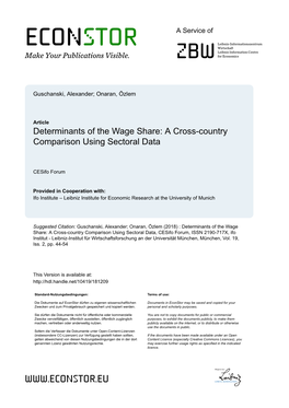 Determinants of the Wage Share: a Cross-Country Comparison Using Sectoral Data