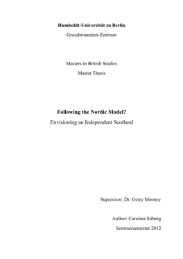 Following the Nordic Model? Envisioning an Independent Scotland