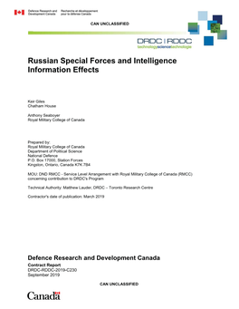 Russian Special Forces and Intelligence Information Effects