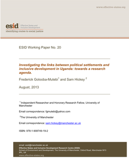 ESID Working Paper No. 20 Investigating the Links Between