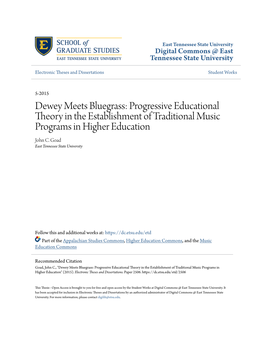 Progressive Educational Theory in the Establishment of Traditional Music Programs in Higher Education John C