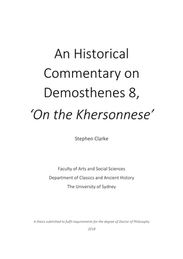 An Historical Commentary on Demosthenes 8, ‘On the Khersonnese’