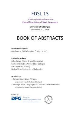 Fdsl 13 Book of Abstracts