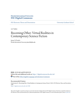 Virtual Realities in Contemporary Science Fiction Jamie N