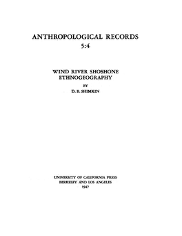 Wind River Shoshone Ethnogeography by D