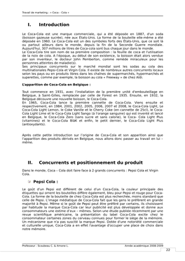 I. Introduction II. Concurrents Et Positionnement Du Produit