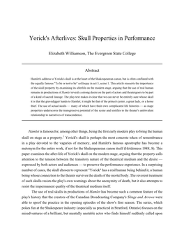 Yorick's Afterlives: Skull Properties in Performance