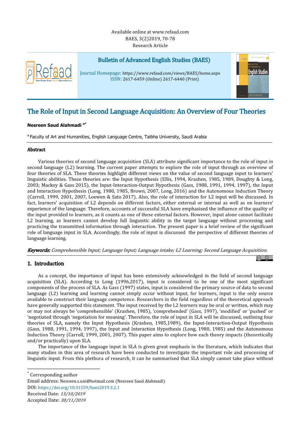 Types Of Input In Second Language Acquisition