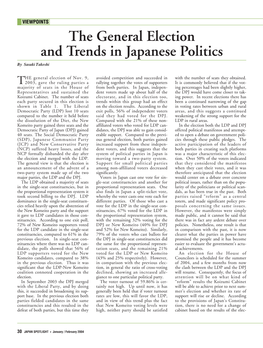 The General Election and Trends in Japanese Politics by Sasaki Takeshi