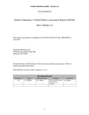Intuitive Machines-1 Orbital Debris Assessment Report (ODAR)