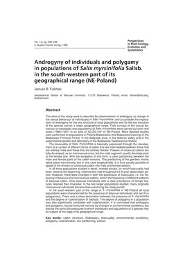 Androgyny of Individuals and Polygamy in Populations of Salix Myrsinifolia Salisb