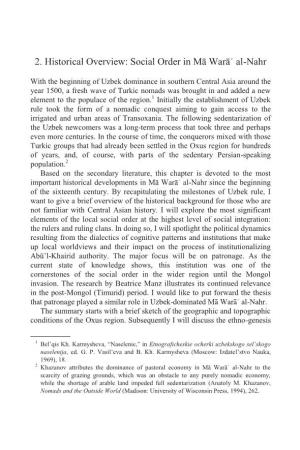 2. Historical Overview: Social Order in Mā Warāʾ Al-Nahr