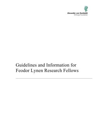 Guidelines and Information for Feodor Lynen Research Fellows Contents Page