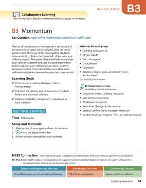 B3 Momentum Key Question: How Well Is Momentum Conserved in Collisions?