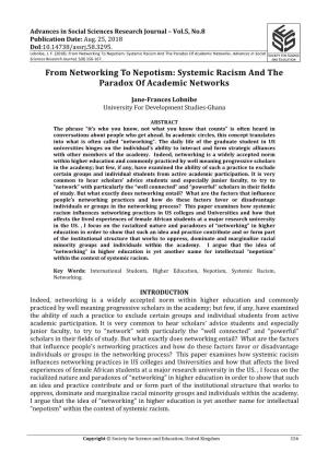 Systemic Racism and the Paradox of Academic Networks