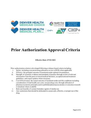 Medicaid / CHP+ Prior Authorization Criteria