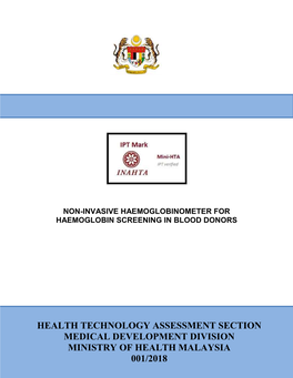 Non-Invasive Haemoglobinometer for Haemoglobin Screening in Blood Donors